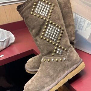 UGG Brown Studded Lace Up Boots